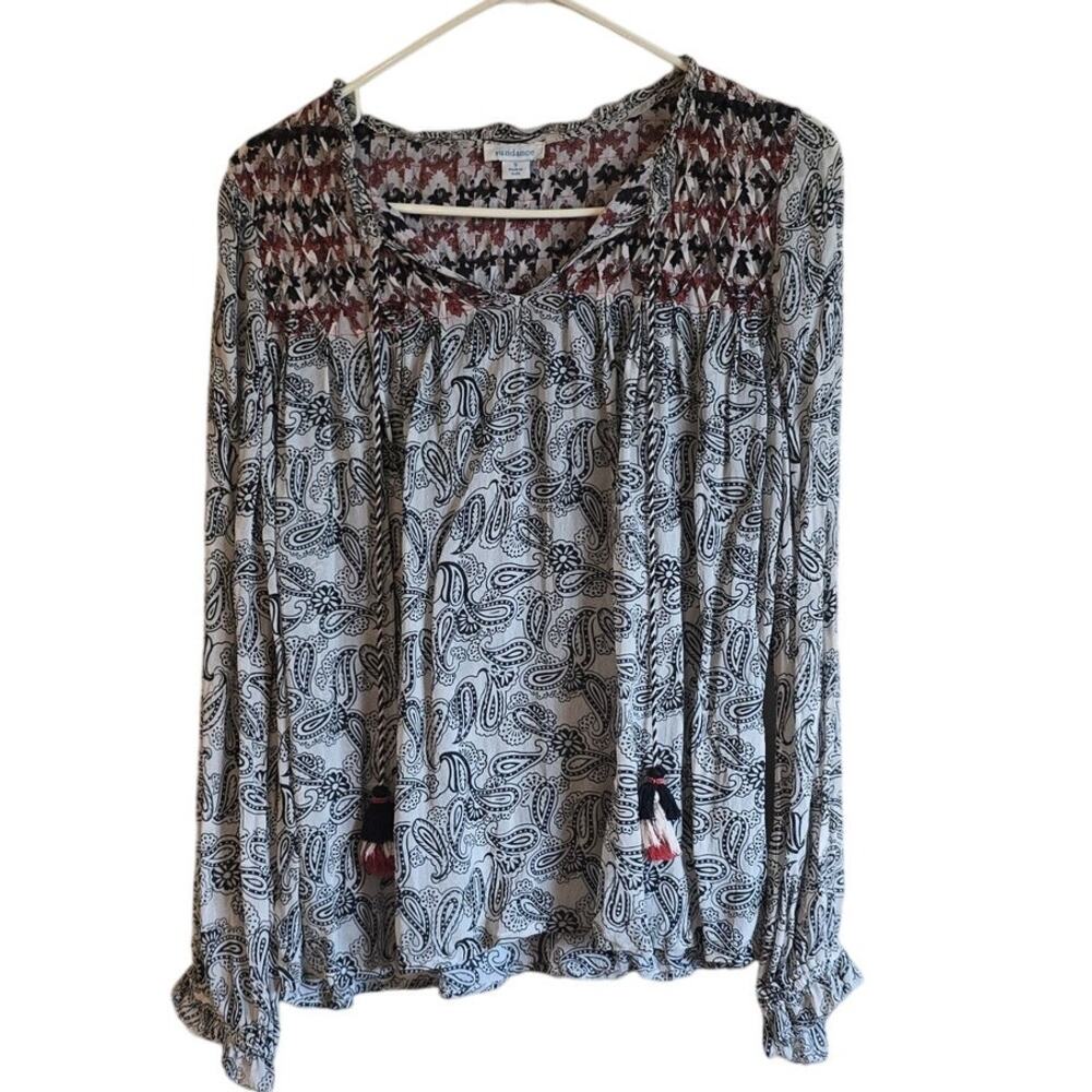 Sundance semi sheer paisley blouse size small